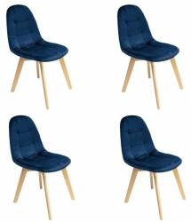 Jumi Set 4 scaune bucatarie/living, catifea si PU, albastru marin, 43x54x81 cm, Colin (CM-796324S)