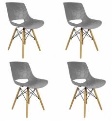 Jumi Set 4 scaune stil scandinav, PP, lemn, max 100 kg, gri, 45x55x78 cm, Lars (CM-910744S)