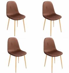 Jumi Set 4 scaune bucatarie/living, Jumi, Vigo, catifea, metal, maro, 44x52x85 cm (SD-276093S)