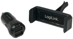 LogiLink USB Car Charger Set, 2port Charger + holder (PA0133)