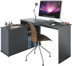 TEMPO KONDELA Univerzális sarok PC asztal, grafit, TERINO - smartbutor
