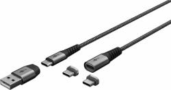 Goobay Cablu USB type C + adaptor USB-A la conector magnetic USB type C 1m brodat, Goobay G65653 (G65653)