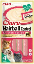 Churu Churu, Recompense Cremoase Hairball Control pentru pisici, cu pui, 4x14g