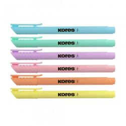 Kores Textmarker slim, varf tesit 1-3 mm, 6 buc/set, KORES Pastel (KO36246) - roveli