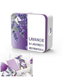 Lavanderaie De Haute Provence Levendulával töltött zsák 18g+100g levendulaszappan fémdobozban 128x118x52cm