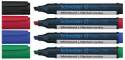  Tábla- és flipchart marker készlet 2-5mm, vágott végű Schneider Maxx 293, 4 klf. szín (COR36359)