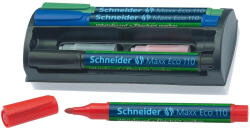  Tábla- és flipchart marker készlet 1-3mm, szivaccsal Schneider Maxx Eco 110, 4 klf. szín (COR36397)