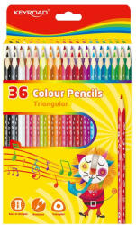 Színes ceruza készlet 18 cm háromszögletű Keyroad 36 klf. szín (COR43647)