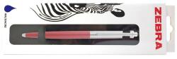 Zebra Golyóstoll, 0, 24 mm, nyomógombos, ezüst színű klip, pink tolltest, ZEBRA 901 , kék (83747)
