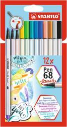 STABILO Ecsetirón készlet, STABILO Pen 68 brush , 12 különböző szín (568/12-21)