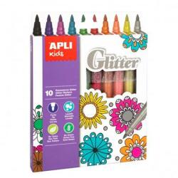 APLI Filctoll készlet, 3, 8 mm, csillámos, APLI Kids Markers Glitter , 10 különböző szín (18218)