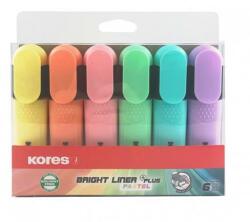 Kores Szövegkiemelő készlet, 0, 5-5 mm, KORES Bright Liner Plus Pastel , 6 különböző szín (36166)