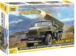 Zvezda BM-21 Grad 1 Rocket Laucnher 1: 72 makett harcjármű (5051) (5051)