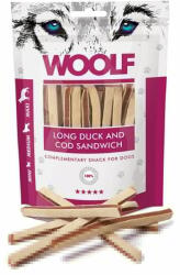 WOOLF Long Duck And Cod Sandwich 100g rata si cod, snack caini