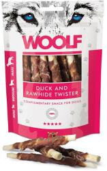 WOOLF Duck And Rawhide Twister pentru caini 100g piele uscata invelita in rata