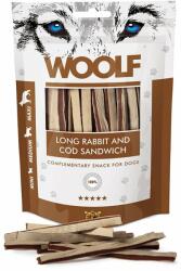 WOOLF Long Rabbit And Cod Sandwich 100g treats caini, iepure si cod