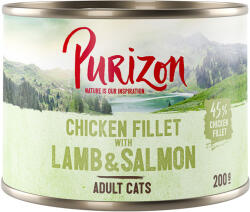Purizon 6x200g Purizon Adult csirkefilé, lazac & bárány nedves macskatáp 12% árengedménnyel