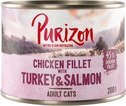 Purizon 6x200g Purizon Adult csirkefilé, pulyka & lazac nedves macskatáp 12% árengedménnyel