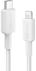 Anker Cablu alimentare si date Anker, USB Type-C (T) la Lightning (T), 0.9m rata transfer 480 Mbps, invelis nylon, braided, alb, "A81B5G21" (timbru verde 0.03 lei) - 0194644115524 (A81B5G21) - vexio