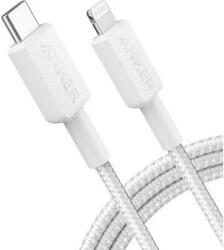 Anker Cablu alimentare si date USB Type-C (T) la Lightning (T), 1.8m rata transfer 480 Mbps, invelis nylon, braided, Alb (A81B6G21)