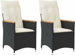 vidaXL 2 db fekete polyrattan dönthető kerti szék párnával (365650) - pepita