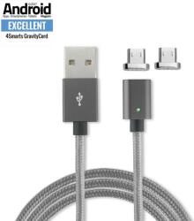 4smarts USB Кабел Магнитен, 4Smarts Gravitycord micro-USB 2pcs, Сив (4S468489)