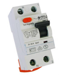 OMU system OMR10 2 pólusú 25A 30mA FI relé "AC" típus 10kA OMR102025003 (OMR102025003)