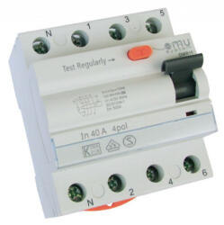 OMU system OMR10 4 pólusú 40A 30mA FI relé "AC" típus típus 10kA OMR104040003 (OMR104040003)