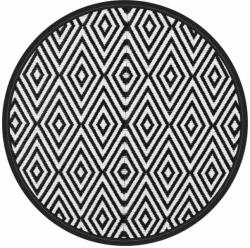  Vidaxl fehér és fekete polipropilénből kültéri szőnyeg Ø160 cm 368475