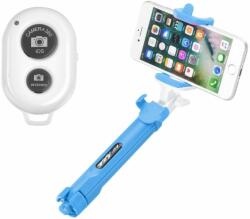  Univerzális selfie bot - kék, bluetooth távirányítós, tripoddá alakítható selfie bot