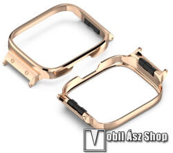Okosóra fém védő tok / keret (bumper) - ROSE GOLD - 20mm-es teleszkópos óraszíj csatlakoztatható hozzá - Xiaomi Redmi Watch 3 Active
