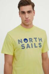 North Sails pamut póló sárga, férfi, nyomott mintás, 692973 - sárga L
