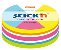 STICK'N Stick notes adeziv, 64x67 mm, 250 file, cerc, 5 culori neon, STICK'N (HO-21830) - roveli