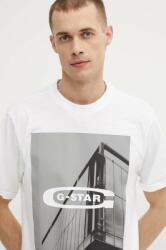 G-Star pamut póló fehér, férfi, nyomott mintás, D24683-C372 - fehér XL