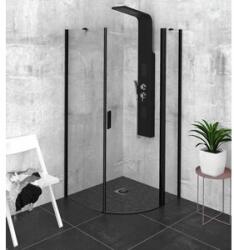 POLYSAN zoom line black íves zuhanykabin, jobbos, 900x900mm, transzparent, fekete