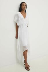 ANSWEAR selyem ruha fehér, midi, harang alakú - fehér S/M
