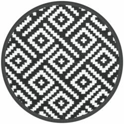  Vidaxl fehér és fekete polipropilénből kültéri szőnyeg Ø120 cm 368578