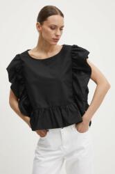 Sisley blúz pamutból fekete, női, sima - fekete S - answear - 25 990 Ft