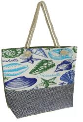 Judu Kagyló és csiga mintás zöld hátoldalú vászon strandtáska (56-1 zöld)