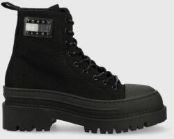 Tommy Jeans bokacsizma TJW FOXING CANVAS BOOT fekete, női, platformos, EN0EN02216 - fekete Női 40