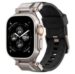 SPIGEN DURAPRO ARMOR PU pótszíj (egyedi méret, nagy, bőr hatású, állítható, fém csat) FEKETE Apple Watch Ultra 2 49mm, Watch Ultra 49mm (AMP07591)