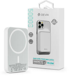 DEVIA hordozható külső akkumulátor / power bank - 5000 mAh - Devia Kintone Series V2 PD20W Magnet Wireless Charging - Lightning + Type-C - fehér - bluedigital