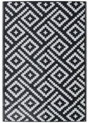  Vidaxl fekete-fehér PP kültéri szőnyeg 140x200 cm 368576