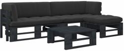 vidaXL Set mobilier paleti cu perne, 4 piese, negru, lemn pin tratat (3066800) - orlandokids