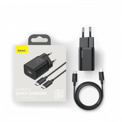 Baseus Incarcator + cablu USB-C 100cm, Super Fast Charge 25W 3A, Baseus Si Charger (EG-49)