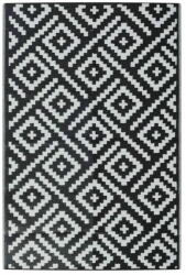 Vidaxl fekete-fehér PP kültéri szőnyeg 120 x 180 cm 368572