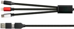  Good Connections PY-USB001S 6in1 USB Type-A / Type-C apa - USB Type-C / MicroUSB / Lightning apa Adat és töltő kábel - Fekete (1.2m) (PY-USB001S) (PY-USB001S)