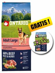 ONTARIO ONTARIO Adult Large Beef & Rice 12 kg + 2, 25 kg GRATUIT