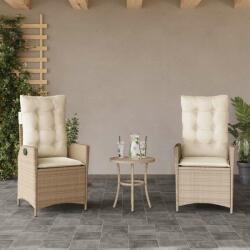 vidaXL 2 db bézs polyrattan dönthető kerti szék párnákkal (365268) - pepita