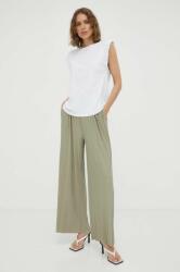 Samsoe Samsoe pantaloni femei, culoarea verde, lat, high waist PPYY-SPD0FD_78X